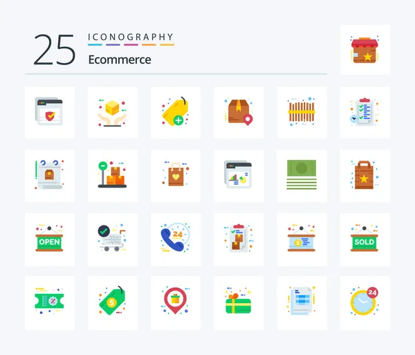 Ecommerce Flat Color Icon Pack Including Code Shipping Add Place — Stockvector