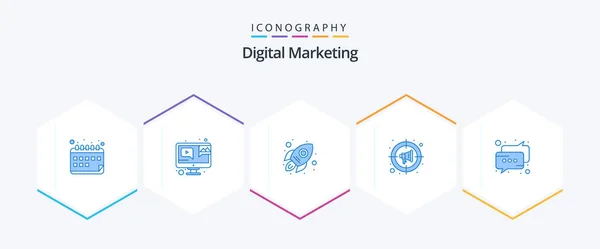 Digital Marketing Blue Icon Pack Including Messages Marketing Business Goal — Wektor stockowy