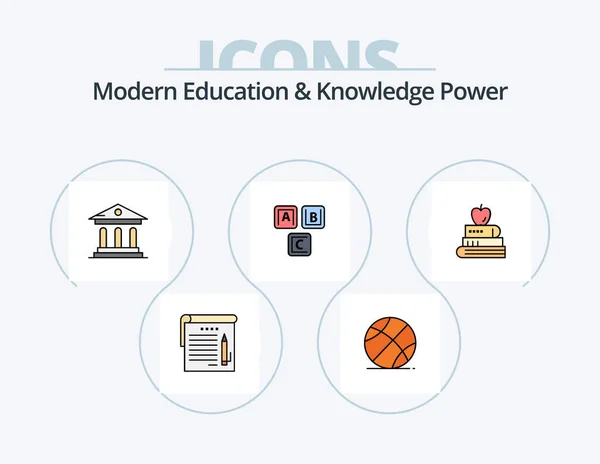 Сучасна Освіта Знання Силова Лінія Заповнена Іконовим Пакетом Icon Design — стоковий вектор