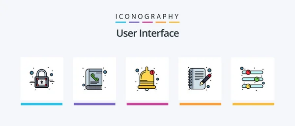 User Interface Line Filled Icon Pack Including Navigation Location Equalizer — Stock Vector