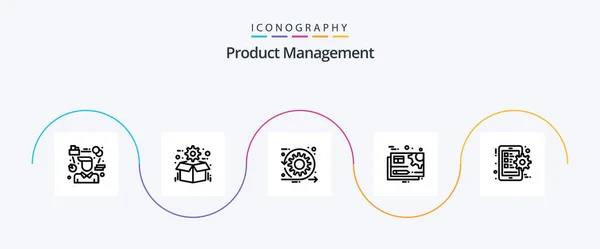 Product Management Line Icon Pack Including Gear Document Package Time — Vector de stock