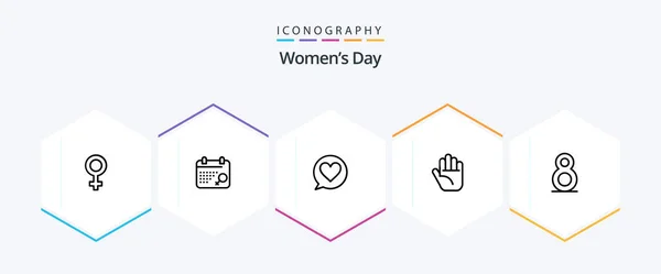 Womens Day Line Icon Pack Including Day Women Plan Heart — Wektor stockowy