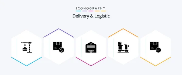 Delivery Logistic Glyph Icon Pack Including Delivery Bike Service Warehouse — Archivo Imágenes Vectoriales