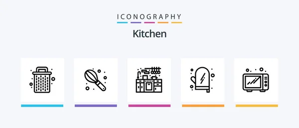 Kitchen Line Icon Pack Including Kitchen Kitchen Board Creative Icons — Image vectorielle