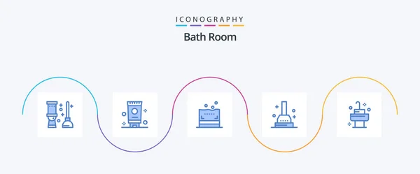 Bath Room Blue Icon Pack Including Room Bath Bath Bathroom — 图库矢量图片