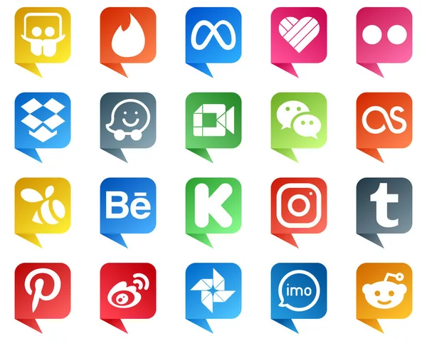 Chat Bubble Style Social Media Icon Set Icons Kickstarter Swarm — Stok Vektör