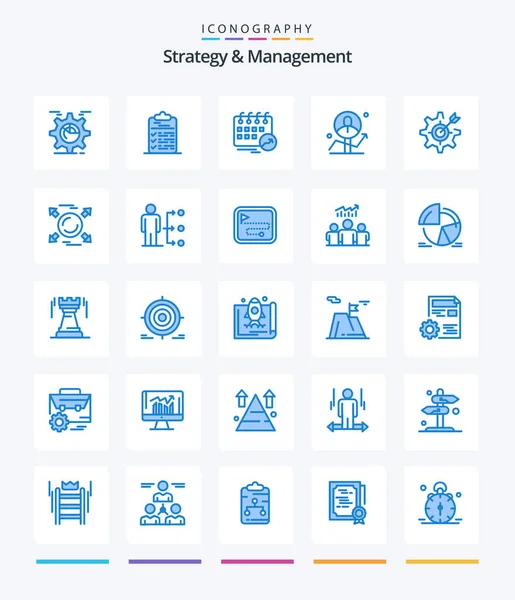 Creative Strategy Management Blue Icon Pack Chart User Document Arrow — Vettoriale Stock