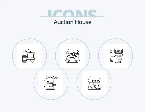 Auction Line Icon Pack Icon Design Protect Shield Justice Court — Stok Vektör
