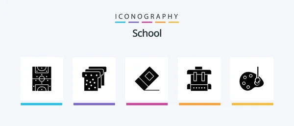 School Glyph Icon Pack Including Drawing Eraser Draw School Creative — Vettoriale Stock