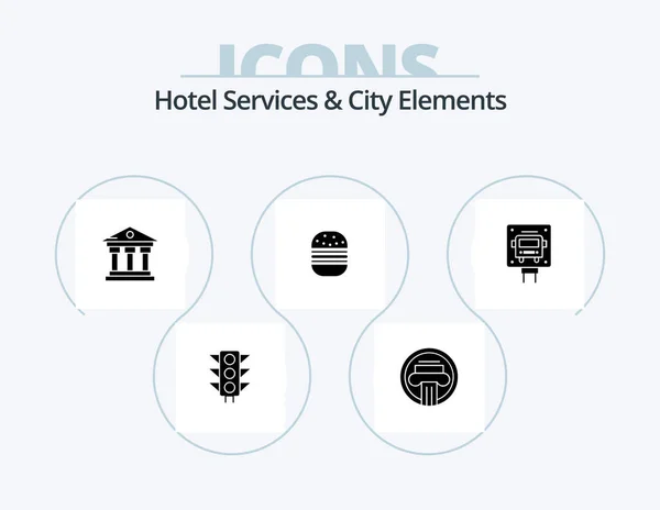 Hotel Services City Elements Glyph Icon Pack Icon Design Bus — Stockvector
