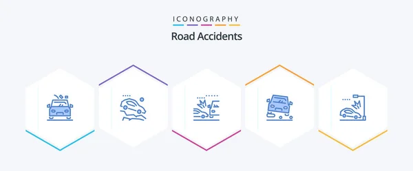 Road Accidents Blue Icon Pack Including Car Jam Accident Traffic — Stockový vektor