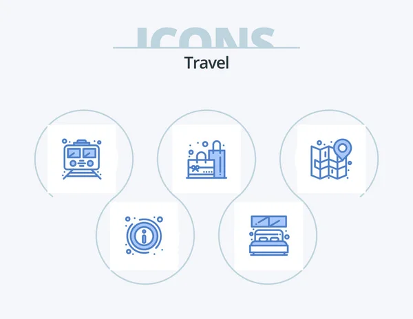 Travel Blue Icon Pack Icon Design Map Shopping Metro Plain — 图库矢量图片