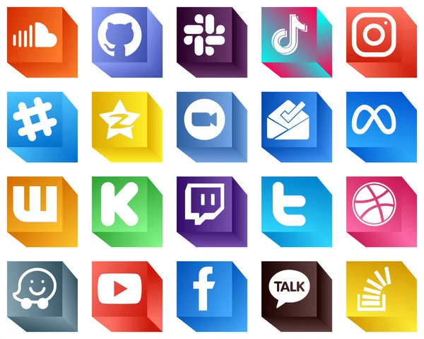 Fully Editable Social Media Icons Icons Pack Zoom Tencent China — Stok Vektör