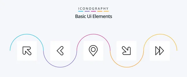 Basic Elements Line Icon Pack Including Video Forward Location Control — Archivo Imágenes Vectoriales