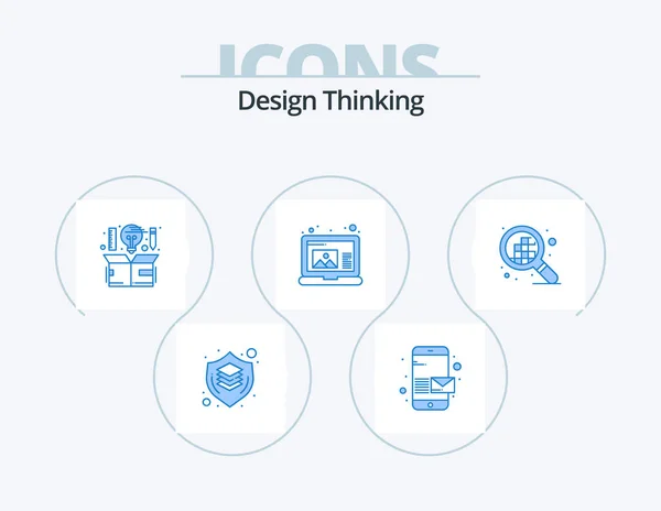 Design Thinking Blue Icon Pack Icon Design Design Draw Send — Stockvektor