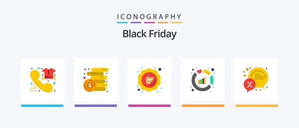 Black Friday Flat Icon Pack Including Analysis Report Coins Analytics — Stock vektor