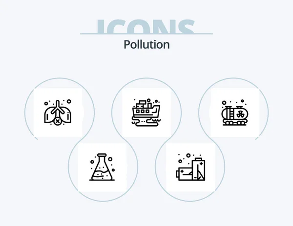 Pollution Line Icon Pack Icon Design Waste Oil Waste Leaked — Stok Vektör