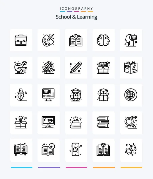 Creative School Learning Outline Icon Pack Education Light Education Bulb — 图库矢量图片