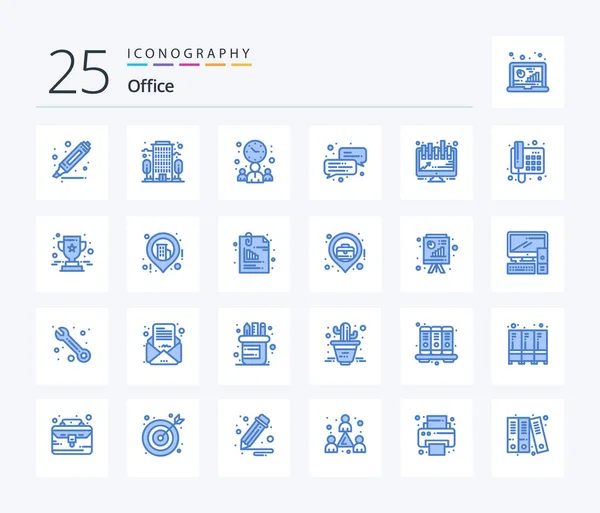 Office Blue Color Icon Pack Including Phone Presentation Office Board — Vettoriale Stock
