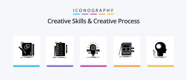 Creative Skills Creative Process Glyph Icon Pack Including Accounting List — Stockový vektor