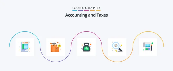 Taxes Flat Icon Pack Including Accounting Marketing Banking Finance Tax — Vector de stock