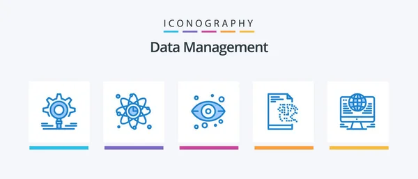 Data Management Blue Icon Pack Including Connection Technology Network Server — Vetor de Stock