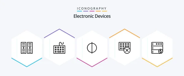 Devices Line Icon Pack Including Server Keyboard Antialiasing Hardware Devices — Stockvector