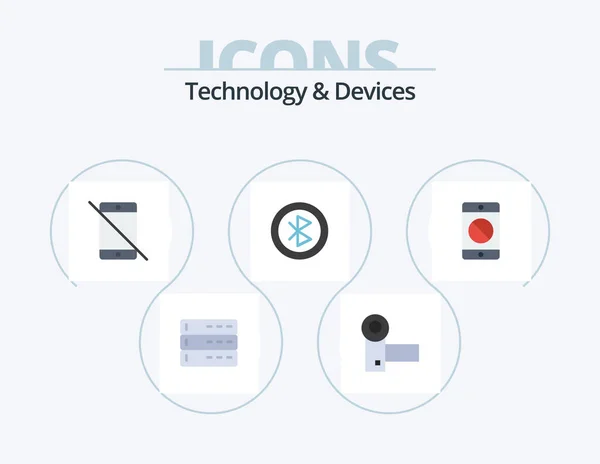 Devices Flat Icon Pack Icon Design Network Computer Systems Bluetooth — Image vectorielle