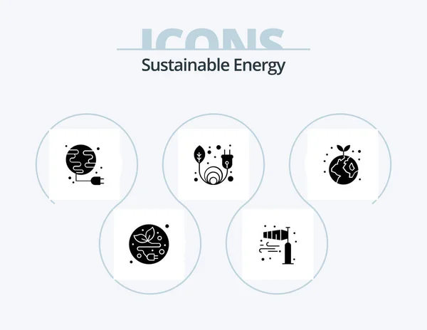 Sustainable Energy Glyph Icon Pack Icon Design Global Earth Energy — Stock Vector