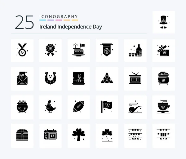 Ireland Independence Day Solid Glyph Icon Pack Including Envelope Ireland — Stock Vector
