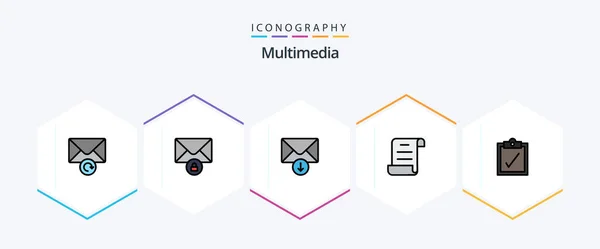 Multimedia Filledline Icon Pack Including Send Complete — Stock Vector