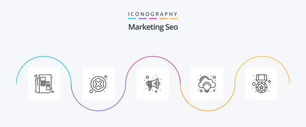 Marketing Seo Line Icon Pack Including Star Gold Content Idea — Stockvektor