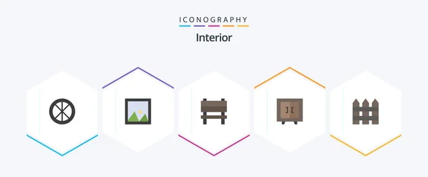 Interior Flat Icon Pack Including School Furniture Interior Cupboard Furniture — Stok Vektör