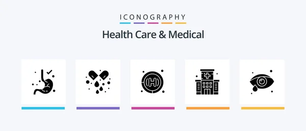 Health Care And Medical Glyph 5 Icon Pack Including . eye health. health care. eye care. medical. Creative Icons Design