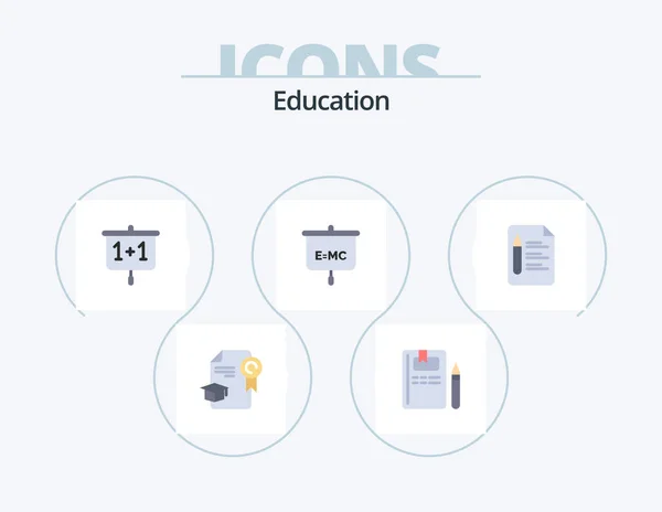 Education Flat Icon Pack Icon Design Text School Chart Presentation — Archivo Imágenes Vectoriales