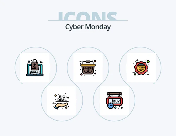 Cyber Monday Line Filled Icon Pack Icon Design Hand Big — Archivo Imágenes Vectoriales