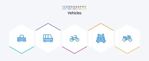Vehicles Blue Icon Pack Including Motorcycle Vehicles Motorbike Transportation — Vettoriale Stock