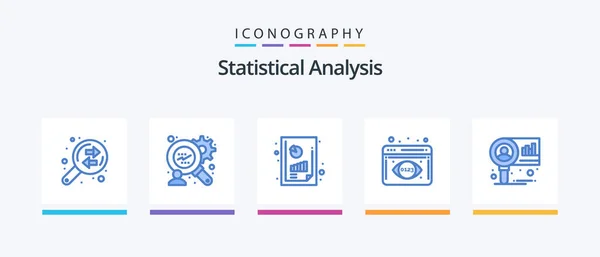 統計分析青5アイコンパックが含まれます 市場だ 財務報告書 データの可視化 クリエイティブアイコンデザイン — ストックベクタ