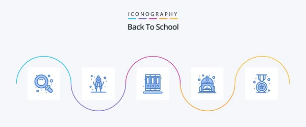 Back School Blue Icon Pack Including Education Education Badge Back — Stockový vektor