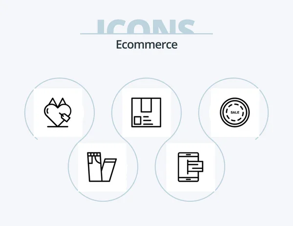 Ecommerce Line Icon Pack Icon Design Code Outline Shopping Email — Vetor de Stock
