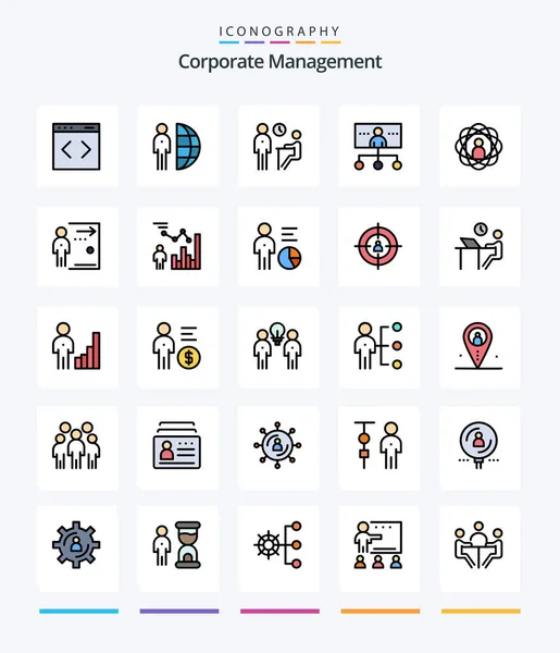 Creative Corporate Management Line Filled Icon Pack Management Hierarchy Staff — Stock Vector