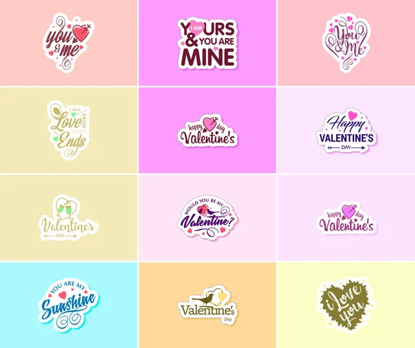 Celebrating Love Valentine Day Stunning Design Stickers — 图库矢量图片