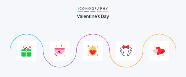 Valentines Day Flat Icon Pack Including Tie Love Romance Heart — Stockový vektor