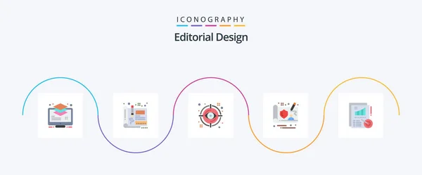 Editorial Design Flat Icon Pack Including Gdpr Controller Sketch View — Διανυσματικό Αρχείο
