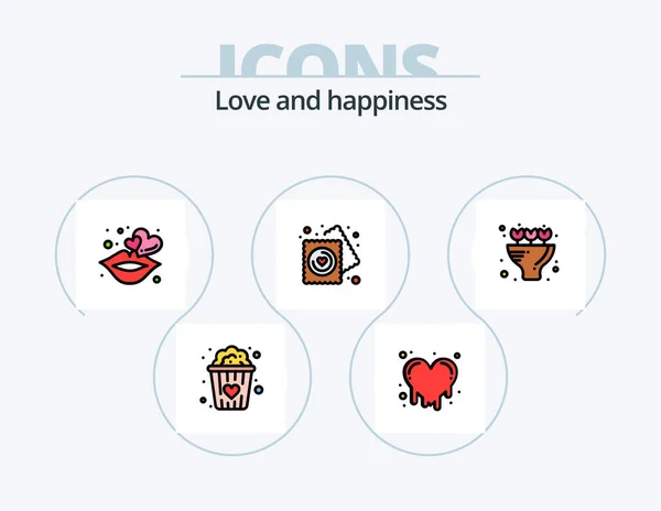 Love Line Filled Icon Pack Icon Design Heart Snacks Love — Stockvector