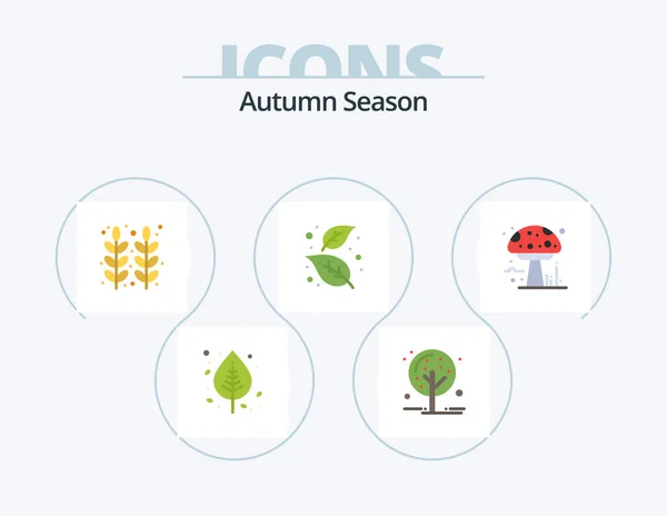 Autumn Flat Icon Pack Icon Design Nature Autumn Tree Ash — Wektor stockowy