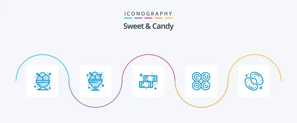 Sweet Candy Blue Icon Pack Including Jelly Been Food Sweets — Stok Vektör