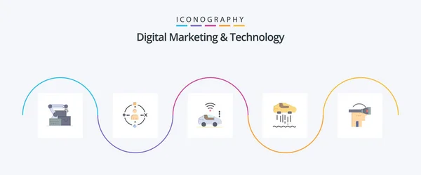 Digital Marketing Technology Flat Icon Pack Including Reality Technolody Atou — Stockvektor