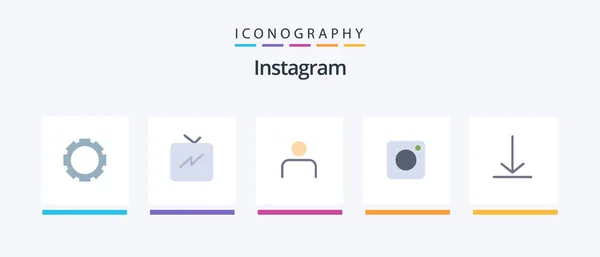Instagramのフラット5アイコンパックTwitterを含む ダウンロード プロフィール 社会的 インスタグラム クリエイティブアイコンデザイン — ストックベクタ