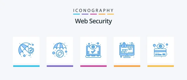 Web Security Blue Icon Pack Including Error Encoding Computer Data — Stock vektor